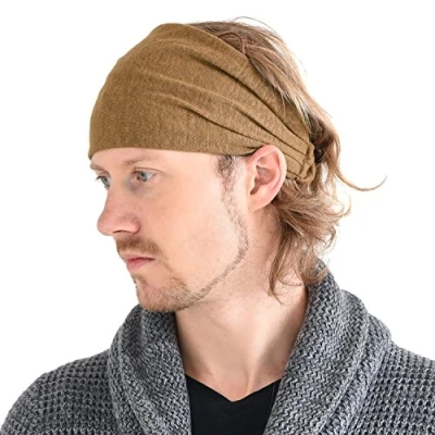 Abbildung von CHARM Leinen Haarband Herren Bandana Damen Piraten Stirnband Kopftuch Kopf Band Elastisch Sport Mode Schwarz