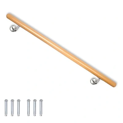 Abbildung von V2Aox Handlauf Buche Holz Treppengeländer Wandhandlauf Treppe 80 230 cm, cm Gesamtlänge