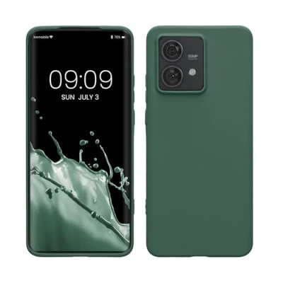 Abbildung von kwmobile Hülle kompatibel mit Motorola Edge 40 Neo weiches TPU Silikon Case Cover geeignet für kabelloses Laden Tannengrün