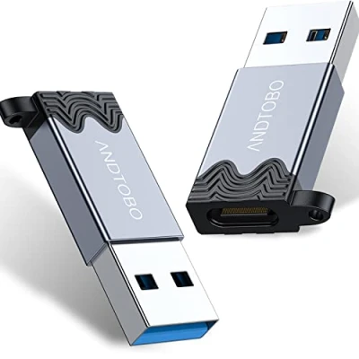 Abbildung von ANDTOBO 【Double Side 10Gbps】 USB C Buchse auf A Stecker Adapter, 3.1 Adapter SuperSpeed Data Sync. für Apple MagSafe, Quest Link, Auto Ladegerät 2 Pack