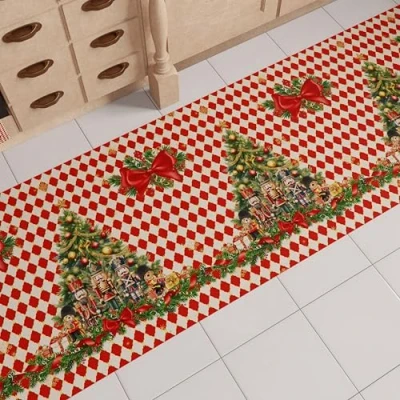 Abbildung von PETTI Artigiani Italiani Weihnachts Küchenteppich, Weihnachtsküchenläufer, rutschfest und waschbar, Küchenteppich für Weihnachten, 52 x 440 cm, hergestellt in Italien