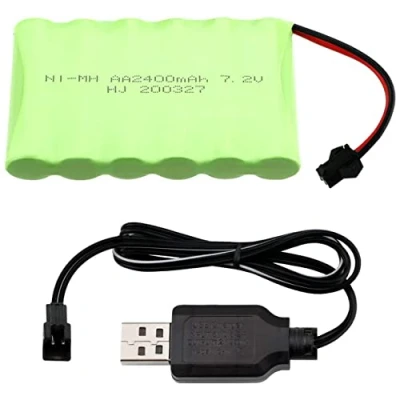 Abbildung von Yangers Wiederaufladbarer 7,2 V 2400 mAh NI MH Akku Pack SM 2P Stecker Buchse mit USB Ladegerät Set für RC Auto Off Road Truck Jumper Spielzeug