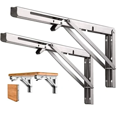 Abbildung von Professionelle Klappkonsole Schwerlast, Edelstahl Klappkonsolen Tisch Klappregalhalterungen Klappträger Regalträger für Bänke und Regale (200mm, 2 Stück)