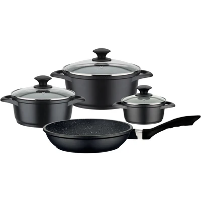 Abbildung von GSW Topf Set &quot;Gourmet Granit&quot;, Aluminiumguss, (Set, 7 tlg., je 1 Kochtopf Ø 16/20/24 cm, 1x Bratpfanne 24 cm), Induktion