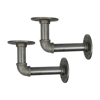 Abbildung von Natural Goods Berlin 2X Regalhalterung Schöneberg 3/4 Zoll Eisen Rohr Regalhalter, Pipe Regalträger Vintage, Industrial Wandregal L Form (für 22 30cm Regalbretter, Industrial)