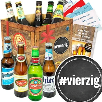 Abbildung von #vierzig Bierbox mit Bieren der Welt Geburtstag 40 Mann