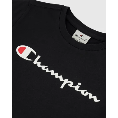 Abbildung von Champion Icons Crewneck Contrast LOGO Unisex Tshirt print für Kinder, Größe: 150/155, New black