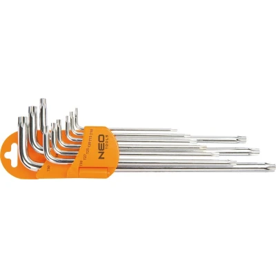 Abbildung von NEO TOOLS 09 526 Winkelschraubendrehersatz T10,T15,T20,T25,T27, T30,T40,T45,T50 magnetisch Chrom Vanadium Stahl 9