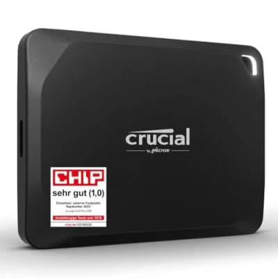 Abbildung von Crucial X10 Pro 4TB Externe SSD Festplatte, bis zu 2100MB/s Lesen und 2000MB/s Schreiben, Portable Solid State Drive, USB C 3.2, PC Mac, Wasser Staubgeschützt CT4000X10PROSSD902