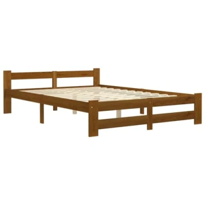 Abbildung von vidaXL Kiefernholz Massiv Bettgestell Holzbett Futonbett Bett Doppelbett Massivholzbett Bettrahmen Lattenrost Schlafzimmerbett Honigbraun 120x200cm