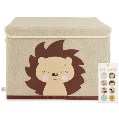Abbildung von Bieco Aufbewahrungsbox mit Deckel groß für Kinderzimmer Igel Piksi Spielzeugkiste Sitztruhe Kinder Truhe Aufbewahrung Baby