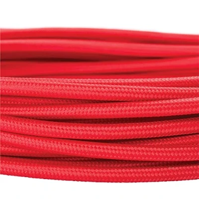 Abbildung von ORION LIGHTSTYLE Textilkabel für Lampen, 10 m Rot, 3 adrig, (3x 0,75 mm²) Kunststoff Stromkabel mit Erdleiter, Textil ummantelt