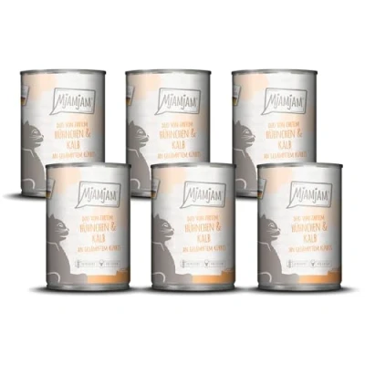 Abbildung von MjAMjAM Premium Nassfutter für Katzen DUO von zartem Hühnchen &amp; Kalb an gedämpftem Kürbis, 6er Pack (6 x 400g), getreidefrei mit extra viel Fleisch