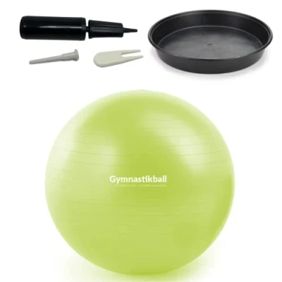 Abbildung von ATC Handels GmbH Gymnastikball Set Ø 45, 55, 65 &amp; 75cm inkl. Stopperschale, Ballpumpe, Ventilöffner und Maßband Fitness, Therapie als Sitzball fürs Büro, 55cm, apfelgrün