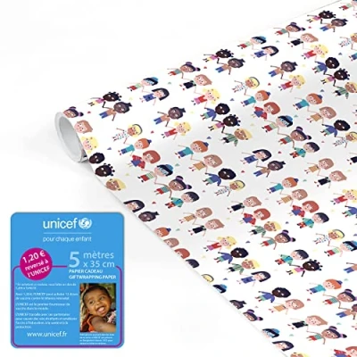 Abbildung von Clairefontaine 231622UNICEFC Rolle Geschenkpapier UNICEF Tiny Rolls, 5x0,35m 80g, 1 Rolle, Farandole