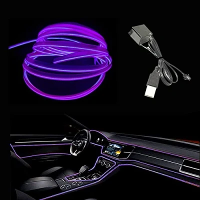 Abbildung von Balabaxer USB EL Wire Violett，5M/16.4FT Flexible Neonlichtröhre DC 5V Neonröhre Lichter Auto Innenverkleidung Lichtleiste für Gap Dekorative……
