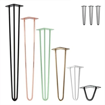 Abbildung von Natural Goods Berlin 3X Hairpin Leg Tischbeine 12mm Stahl viele Farben alle Größen 45cm/2 Streben (Antik Roségold)