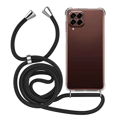Abbildung von MyGadget Handykette für Samsung Galaxy M33 5G [ TPU Hülle mit verstellbaren Band ] Handyhülle Handyband zum Umhängen Kordel Schnur Case Schutzhülle Schwarz