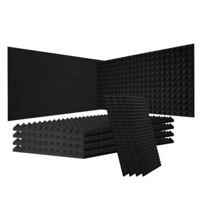 Abbildung von VEVOR Akustikschaumstoff Akustikpaneele, 4er Set, 1200 x 600 50 mm, schalldichte Wandpaneele in Pyramidenform, Akustikplatten, Matten für Studiowände und decken, schwarz