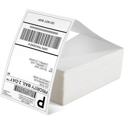 Abbildung von Phomemo Etiketten 4x6 500 Etiketten/Rolle, Versandetiketten Kompatibel mit MUNBYN, Phomemo, Polono Etikettendrucker, BPA freie Thermoetiketten Selbstklebende für DHL, UPS, DPD 100 x 150 mm