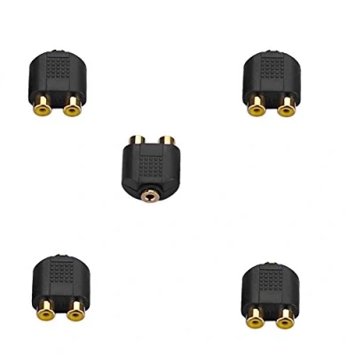 Abbildung von SIENOC 5PK Y Cinch Adapter 2 Chinch auf 1 Kopfhörer Klinke Buchse weiblich 3,5mm