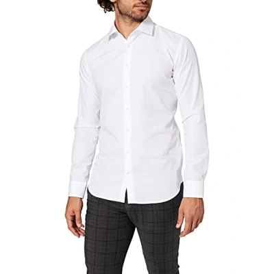 Abbildung von Seidensticker Herren Business Hemd Extra Slim Fit Bügelfrei Kent Kragen Langarm 100% Baumwolle, Weiß (Weiß 01), 36 EU