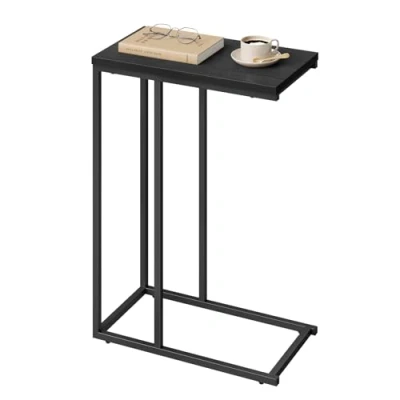 Abbildung von WOLTU® Beistelltisch Kaffeetisch Couchtisch Sofatisch Nachttisch Betttisch Laptoptisch, Gestell aus Metall, Tischplatte Holz, 45x25x63,5cm(BxTxH), Schwarz, TSG17sz