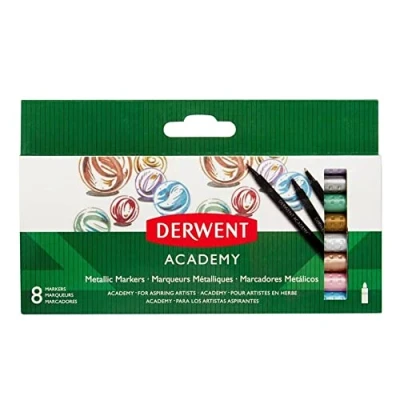 Abbildung von Derwent Academy 98212 Metallic Marker, schimmernde Farben, 8 Stück