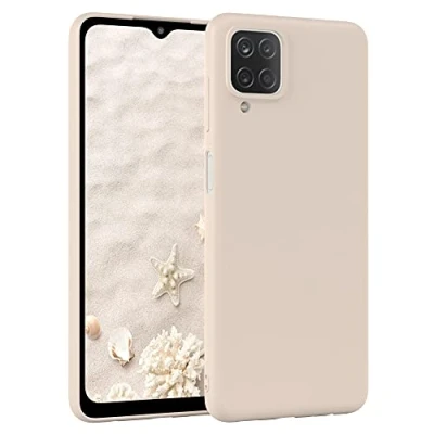 Abbildung von EAZY Case Silikonhülle für Samsung Galaxy A12 Hülle Silikon Beige weich stoßfeste Handyhülle Schutzhülle mit Kameraschutz Dünn Premium Schutz Cover TPU Phone Bumper in Taupe
