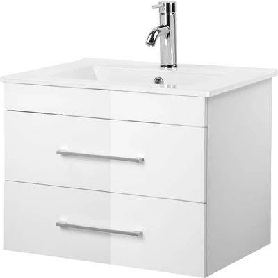 Abbildung von welltime Waschtisch &quot;Florenz Badschrank Badmöbel inkl. Waschbecken&quot;, Waschplatz mit 2 Auszügen und Softclose Breite 60cm