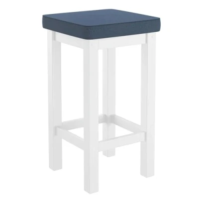 Abbildung von Erst Holz Holzhocker Barhocker mit verschiedenen Polsterfarben 60 cm hoch Kiefer weiß V 90.71 44WP, Polsterfarbe:Navy blau