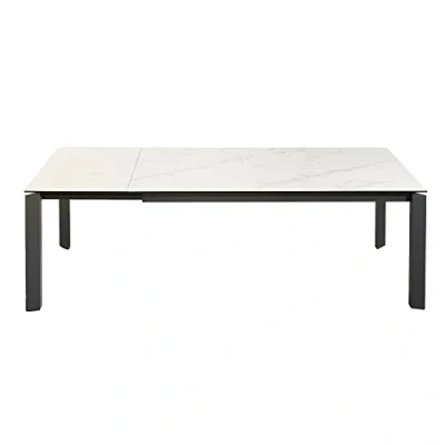 Abbildung von riess ambiente Esstisch X7 180 240cm weiß / anthrazit (Einzelartikel, 1 St), Keramik · Glas Metall ausziehbar Marmor Optik Design