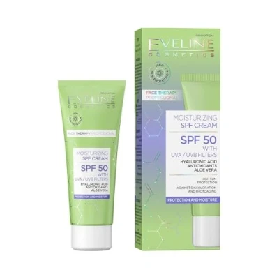 Abbildung von Eveline Cosmetics Face Therapy Professional Feuchtigkeitsspendende SPF 50 Creme Fortschrittlicher Sonnenschutz, Hydratation &amp; Anti Aging