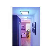 Abbildung von EGLO connect.z Smart Home LED Badezimmer Deckenleuchte Rovito Z, ZigBee, App und Sprachsteuerung Alexa, warmweiß kaltweiß, RGB, dimmbare Bad Deckenlampe, schwarz, IP44, 57x30 cm