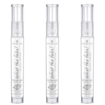 Abbildung von essence what the fake! GLASS SHINE PLUMPING Lip FILLER, Booster, Nr. 01, Transparent, feuchtigkeitsspendend, vegan, ohne Parabene, Mikroplastikpartikel, Nanopartikel frei, 3er Pack (3x4.2ml)