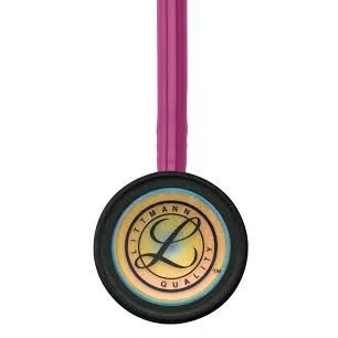 Abbildung von 3M Littmann Classic III Stethoskop zur Überwachung, 5806, regenbogenfarbenes Bruststück, himbeerroter Schlauch, 69 cm