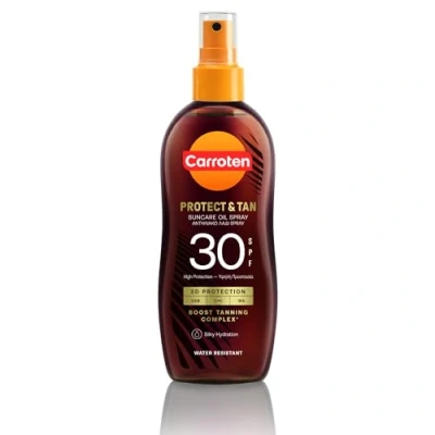 Abbildung von Carroten OmegaCare Tanning Oil LSF 30, 150 ml Bräunungsbeschleuniger mit Omega Fettsäuren Bräunungsöl Spray Sonnenschutz Sonnenöl für schnelle Bräune