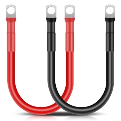 Abbildung von GUNGY Batteriekabel 30cm 16mm² Auto Batterie Kabel 12V 5AWG Kupferkabel mit M8 Ringklemmen für LKW Motorrad Marine Solar Schwarz Rot 2 Stück