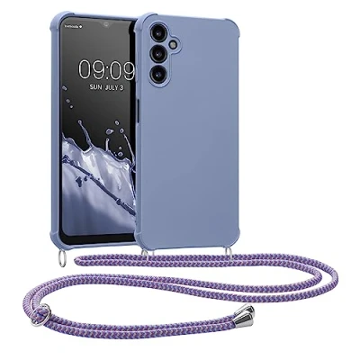 Abbildung von kwmobile Necklace Case kompatibel mit Samsung Galaxy A14 5G Hülle Cover Kordel zum Umhängen Silikon Schutzhülle Lavendel