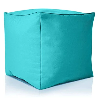 Abbildung von Green Bean Sitzsack Hocker 40x40x40cm mit EPS Perlen Füllung Fußhocker Fußkissen Sitz Pouf für Sitzsäcke Bodenkissen Kinder und Erwachsene Fußablage Sitzkissen Sitzhocker Türkis