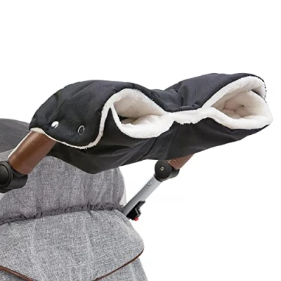 Abbildung von Kinderwagen Handwärmer,DIAOPROTECT Handschuhe Handmuff mit Fleece Innenseite,Kinderwagenmuff Atmungsaktiv Wasserfest Winddicht, Universalgröße für Buggy,Radanhänger(Schwarz)