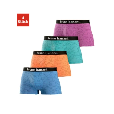 Abbildung von Bruno Banani 4 PACK Panties Blau orange türkis lila, Herren, Größe: Small, lila