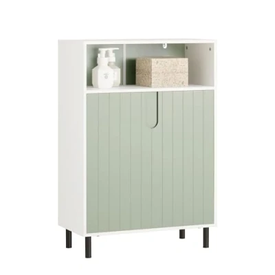 Abbildung von SoBuy Kommode BZR138, Badkommode Badschrank Badmöbel Sideboard Flurschrank Weiß Grün