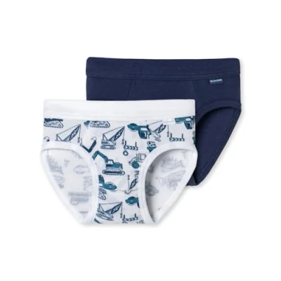 Abbildung von Schiesser 2PACK Slip für Kinder, Größe: 128, Dunkelblau weiss