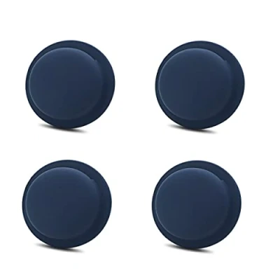 Abbildung von CoverKingz [4er Pack] Silikonhülle kompatibel mit AirTags 2021 klebend Air Tag Selbstklebende Hülle Klebehalterung Airtag Aufkleber Silikon Case Halterung Dunkelblau