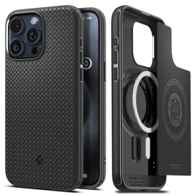 Abbildung von Spigen Hülle für iPhone 15 Pro Max Mag Armor MagFit Kompatibel mit MagSafe Schwarz