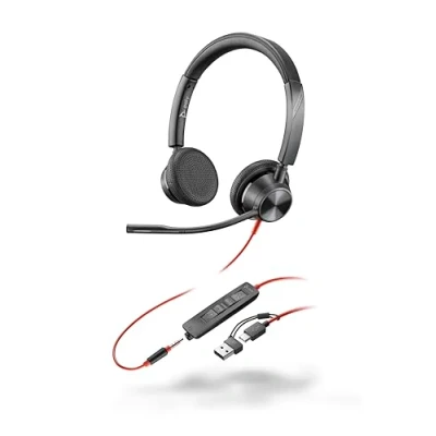 Abbildung von Schnurgebundenes Headset Poly Blackwire 3325 Flexibler Mikrofonarm Hi Fi Stereo PC/Mac/Mobilgeräte Zertifiziert für Microsoft Teams
