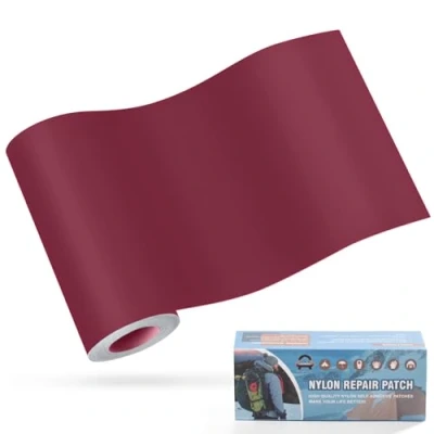 Abbildung von Nylon Selbstklebende Patches, OAZ 1 Rolle 10x160cm Selbstklebender Wasserdichte Reparatur Patch, FlickeWeinrot Selbstklebend Weinrot, für Zelte, Daunenjacke, Schlafsack, Tasche
