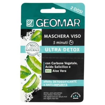 Abbildung von GEOMAR Ultra Detox Gesichtsmaske, Entgiftungs und Anti Unreinheiten Effekt, 5 Minuten, 95% Natürlicher Ursprungs, Dermatologisch Getestet, Made in Italy, 7,5 ml x 2