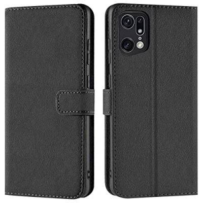 Abbildung von CoolGadget Klapphülle für Oppo Find X5 Pro, PU Leder Schutzhülle mit Kartenfächern und Aufstellfunktion, Schwarz